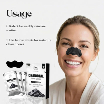 Charcoal Nose Strips for Blackheads and Whiteheads | With witch hazel| Suitable for all skin types