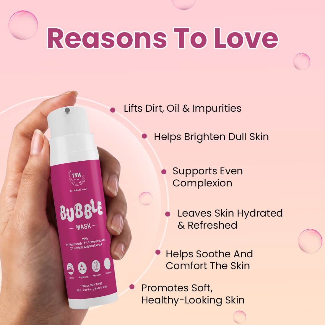 Oxygenating Bubble Mask | Self-Foaming Brightening & Hydrating Cleansing Care | 30ml