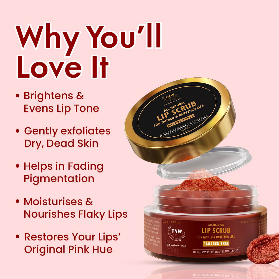 Lip Scrub - For Tanned & Darkened Lips (Paraben-free).