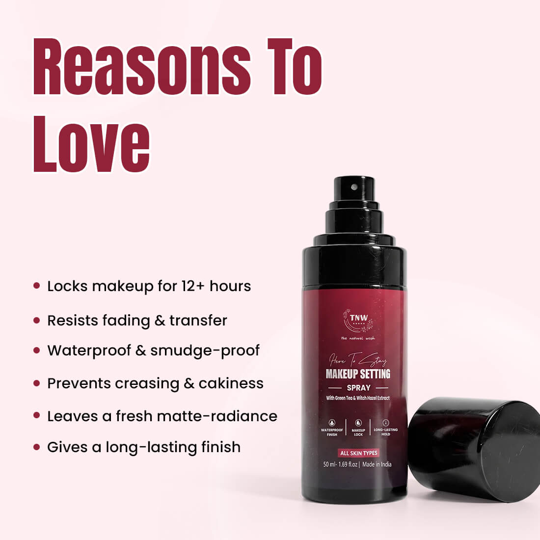 HERE TO STAY Makeup Setting Spray | Waterproof Makeup Lock, Fresh Matte Finish & Long-Lasting Hold | 50ml