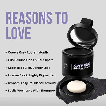Grey Away Hair Root Touch-Up | Instant Grey Coverage, Easy Blend & Intense Black Finish | 4g