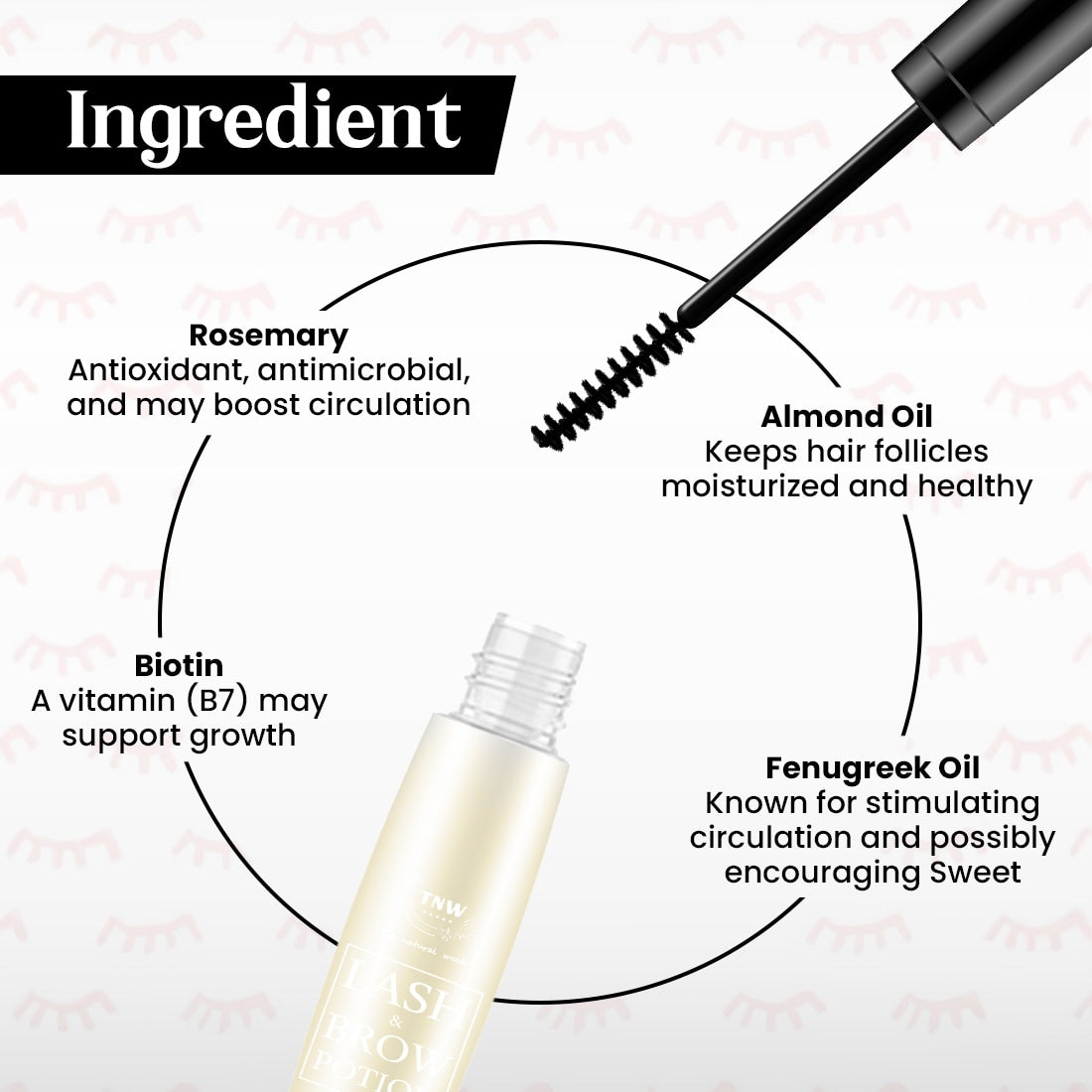 Lash and brow Potion Growth Booster Oil with Biotin, Rosemary & Sweet Almond Oil