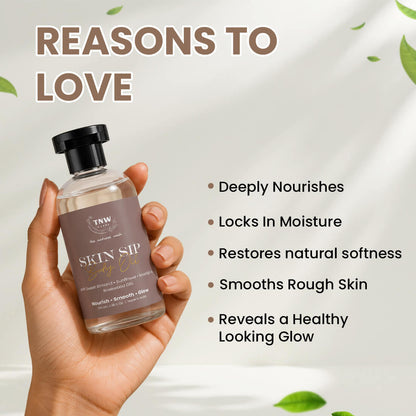 Skin Sip Body Oil | Lightweight Nourishment, Moisture Lock & Healthy-Looking Glow | 100ml