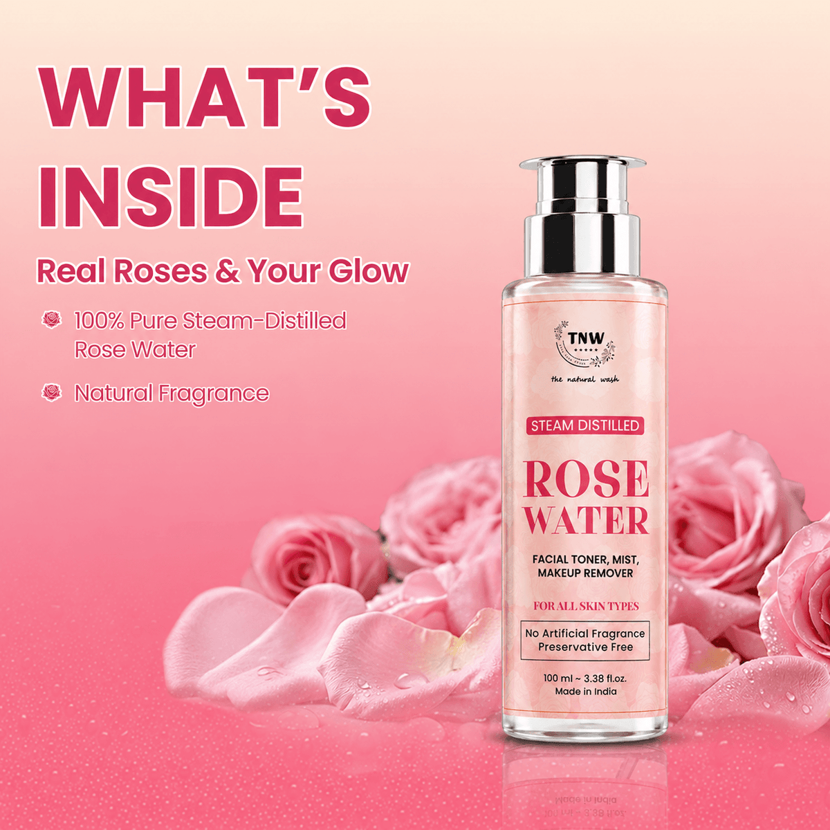 Steam Distilled Pure Rose Water - 100ml
