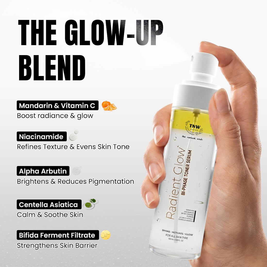 Radiant Glow Bi-Phase Toner Serum | Niacinamide, Bifida Ferment & Bakuchiol