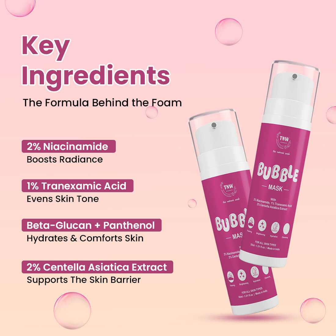 Oxygenating Bubble Mask | Self-Foaming Brightening & Hydrating Cleansing Care | 30ml