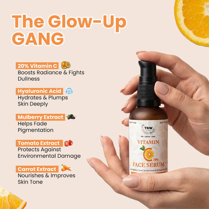 Vitamin C Face Serum (with 20% Vitamin C, Hyaluronic, Niacinamide, Glutathione)