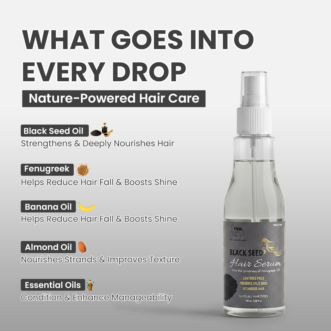 Black Seed Hair Serum- An Anti-Frizz Natural Styling Serum (Paraben-Free)
