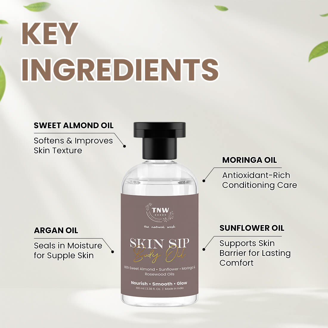 Skin Sip Body Oil | Lightweight Nourishment, Moisture Lock & Healthy-Looking Glow | 100ml