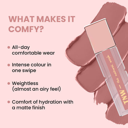 Comfy Matte Liquid Lipstick | 03 Perfect Scandal | Weightless, Hydrating & Long-Wear | Shea Butter, Hyaluronic Acid & Jojoba Oil | Paraben-Free | 3ml