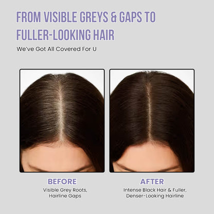 Grey Away Hair Root Touch-Up | Instant Grey Coverage, Easy Blend & Intense Black Finish | 4g