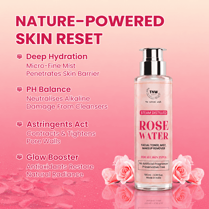 Steam Distilled Pure Rose Water - 100ml