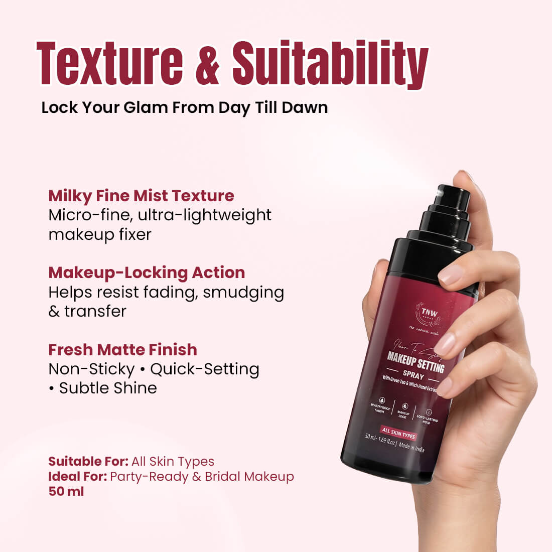 HERE TO STAY Makeup Setting Spray | Waterproof Makeup Lock, Fresh Matte Finish & Long-Lasting Hold | 50ml