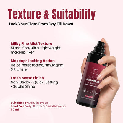 HERE TO STAY Makeup Setting Spray | Waterproof Makeup Lock, Fresh Matte Finish & Long-Lasting Hold | 50ml