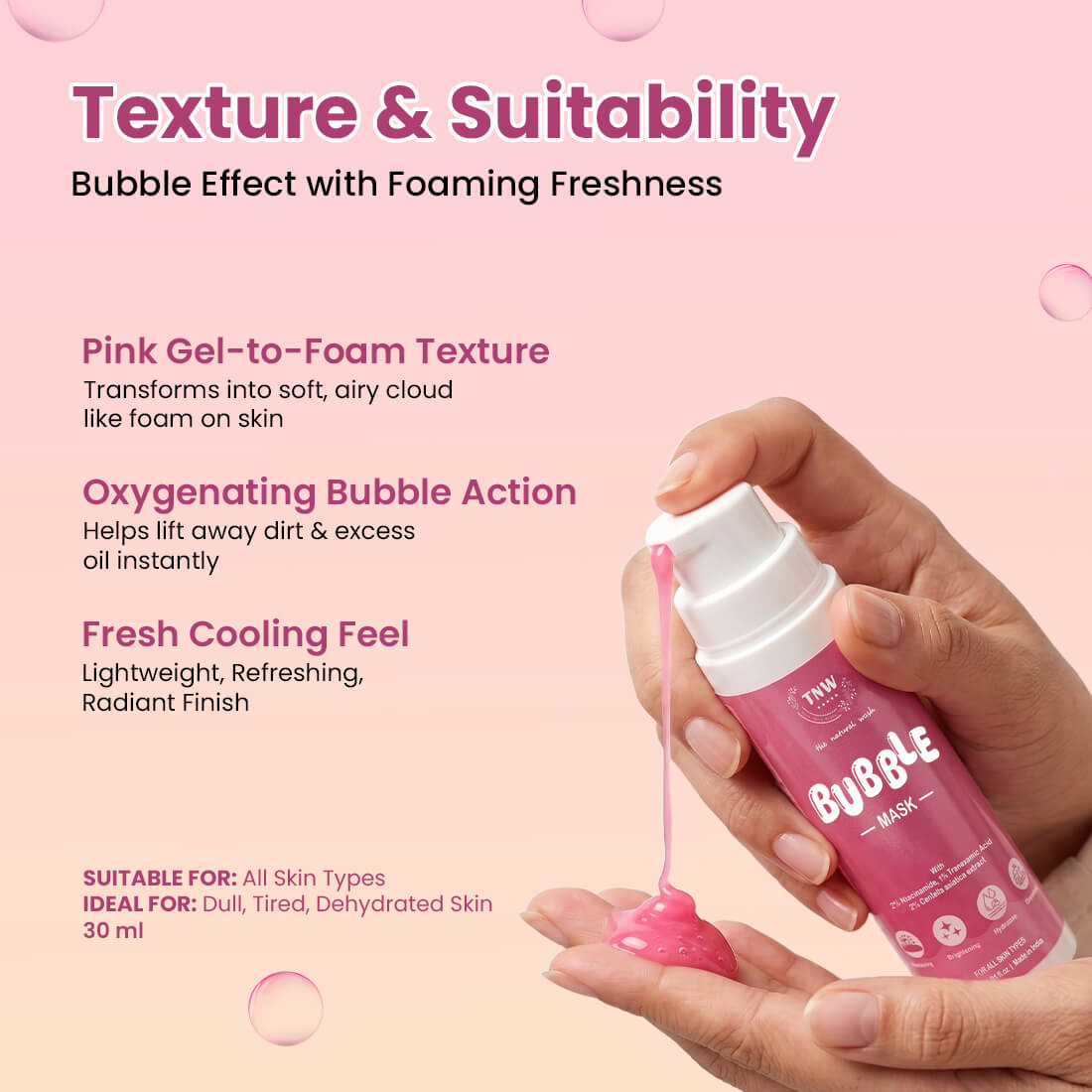 Oxygenating Bubble Mask | Self-Foaming Brightening & Hydrating Cleansing Care | 30ml