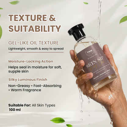 Skin Sip Body Oil | Lightweight Nourishment, Moisture Lock & Healthy-Looking Glow | 100ml