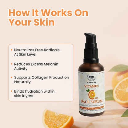 Vitamin C Face Serum (with 20% Vitamin C, Hyaluronic, Niacinamide, Glutathione)