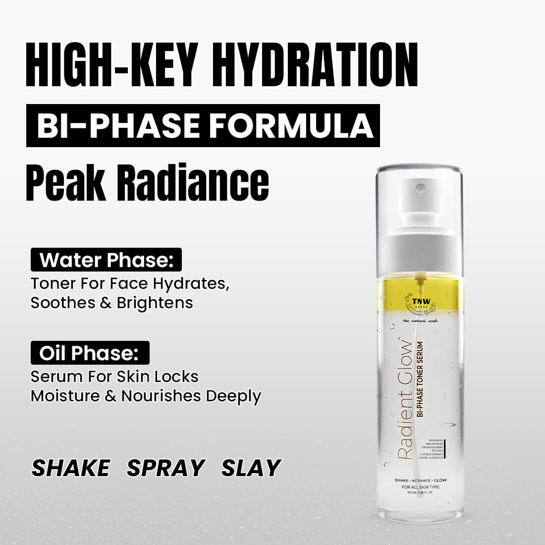 Radiant Glow Bi-Phase Toner Serum | Niacinamide, Bifida Ferment & Bakuchiol