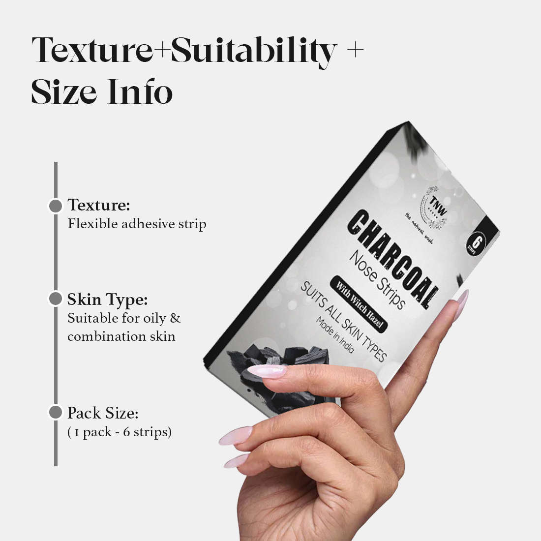 Charcoal Nose Strips for Blackheads and Whiteheads | With witch hazel| Suitable for all skin types