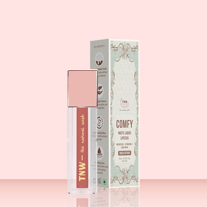 Comfy Matte Liquid Lipstick | 01 Rush Affair | Weightless, Hydrating & Long-Wear | Shea Butter, Hyaluronic Acid & Jojoba Oil | Paraben-Free | 3ml