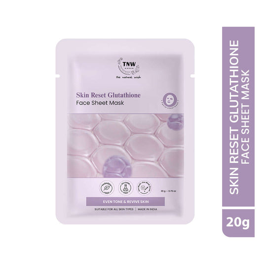TNW Skin Reset Glutathione Face Sheet Mask packaging on a white background