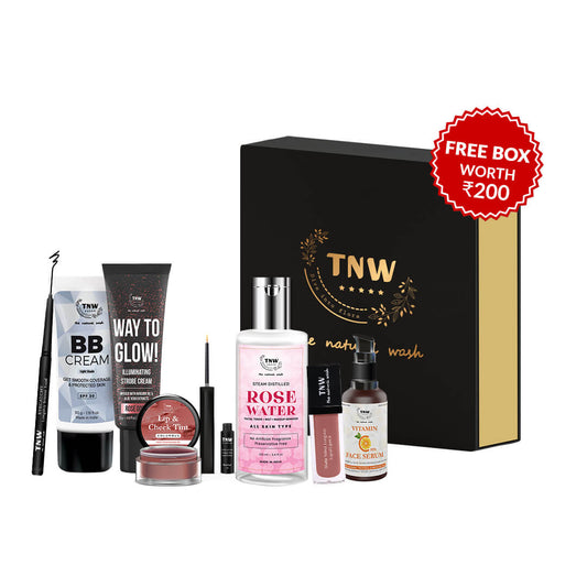 Tip to Toe Get Ready Kit (Full Size Liquid Lipstick (magical mauve), BB Cream, Nail Paint(07-violet-lady), Kajal, Eyeliner, Makeup Setting Spray, Face Primer, Strobe Cream + Get a FREE Gift Box)