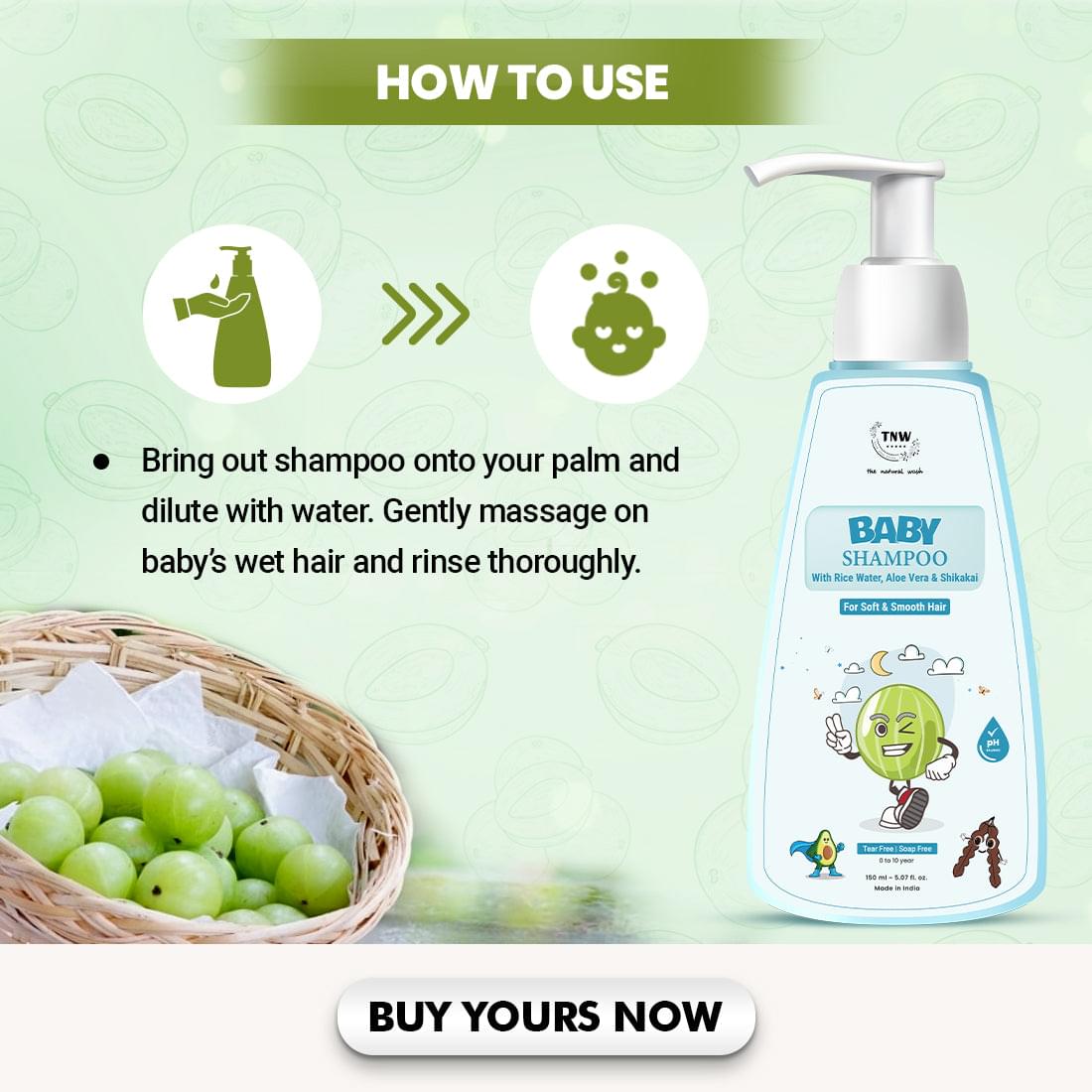 Baby Shampoo for Gentle Cleansing & Soft, Shiny Hair