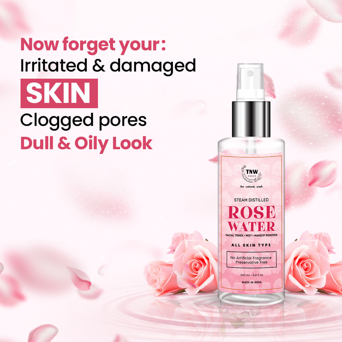 Steam Distilled Pure Rose Water - 200ml