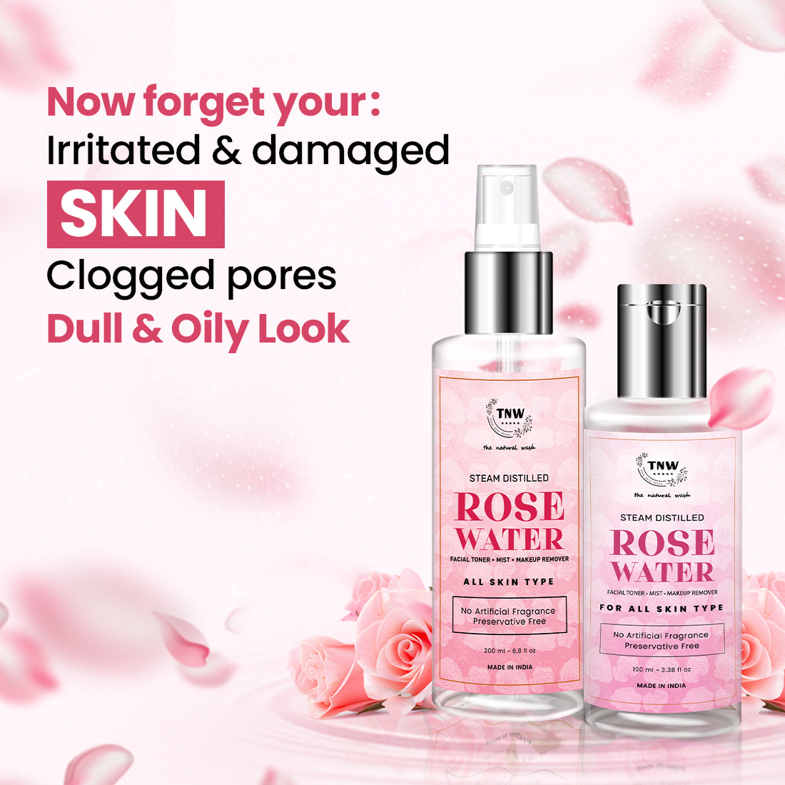 Steam Distilled Pure Rose Water - (Free from Artificial Fragrance & Alcohol)