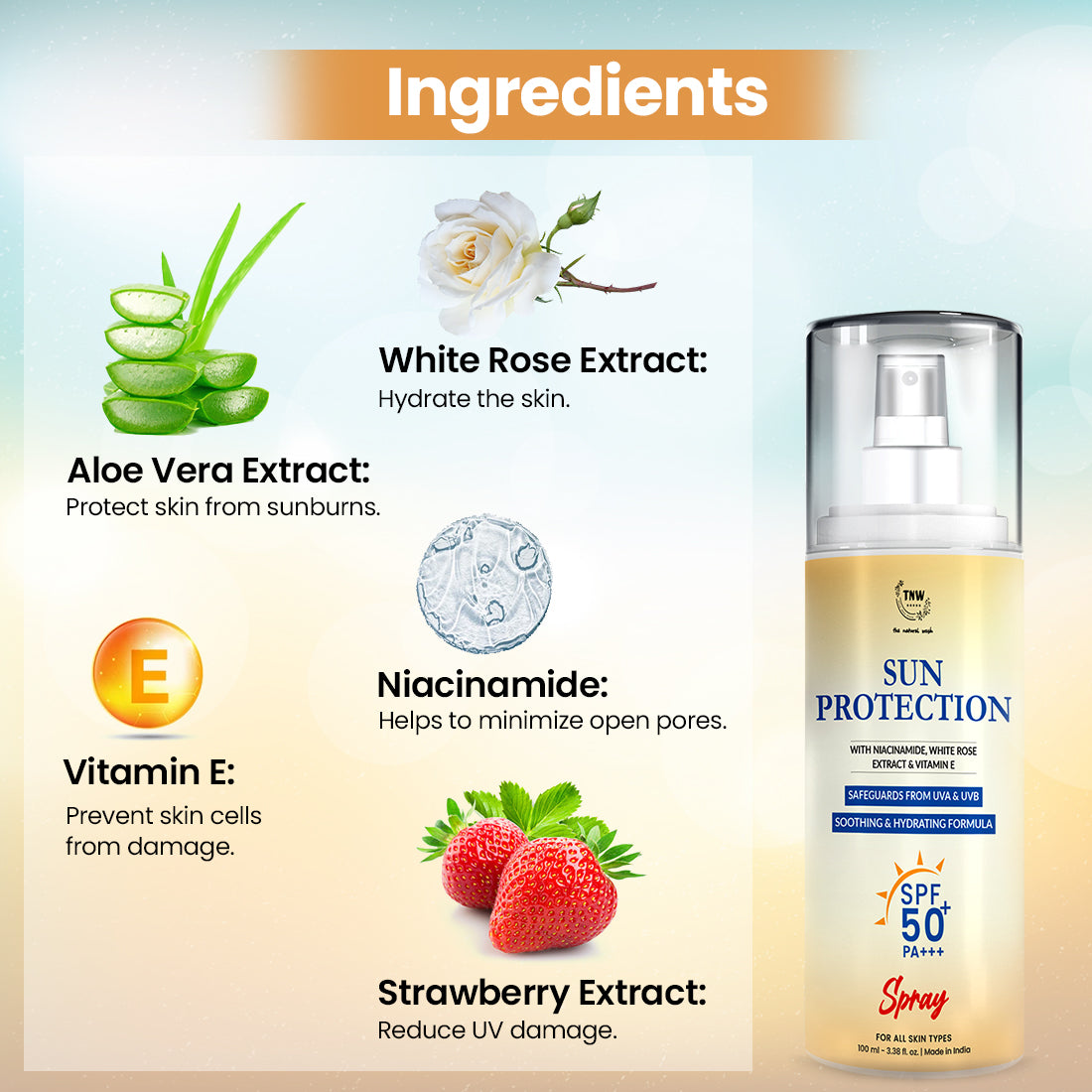 Ingredients of Sun Protection SPF 50 Spray
