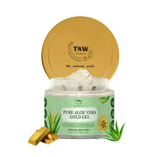Pure Aloe Vera Gold Gel (With 90% Aloe Vera & 24 Carat Gold Leaves).