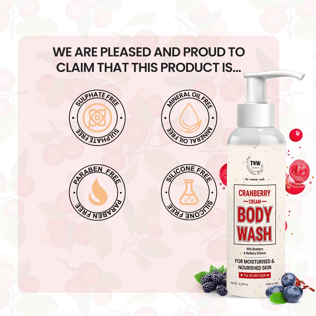 Cranberry Cream Body Wash For skin brightening
