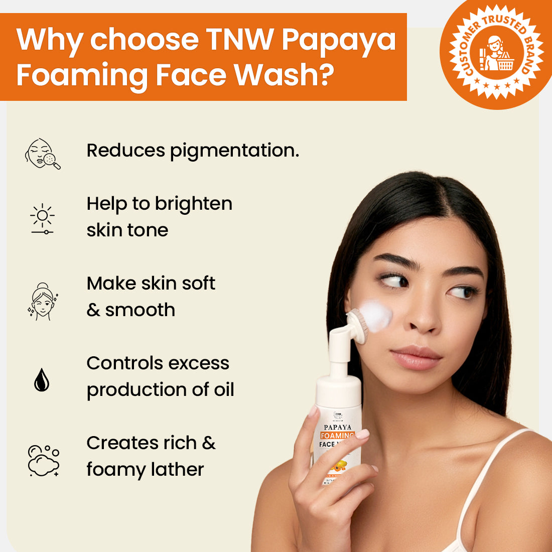 Papaya Foaming Face Wash with Lactic Acid & Panthenol