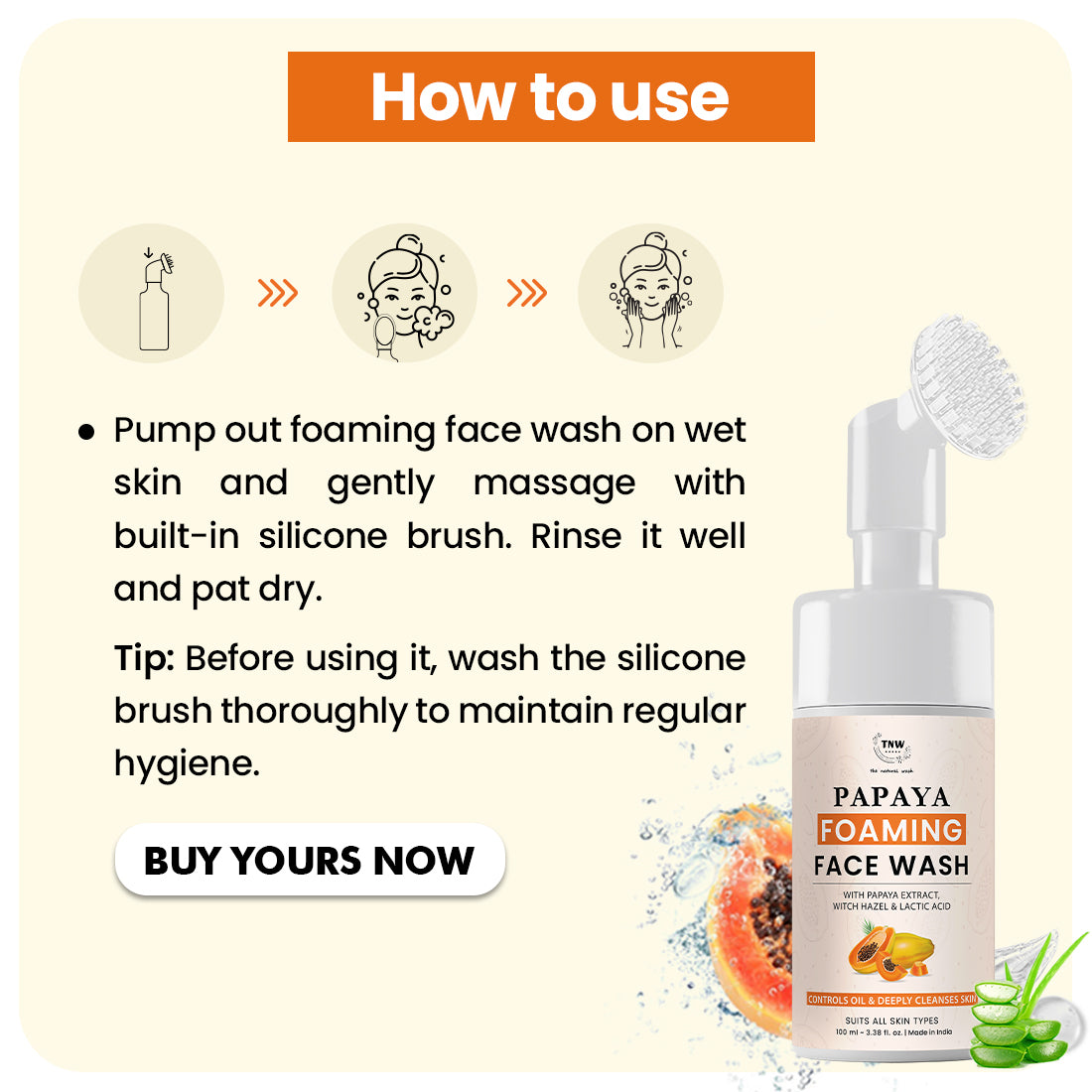 Papaya Foaming Face Wash with Lactic Acid & Panthenol