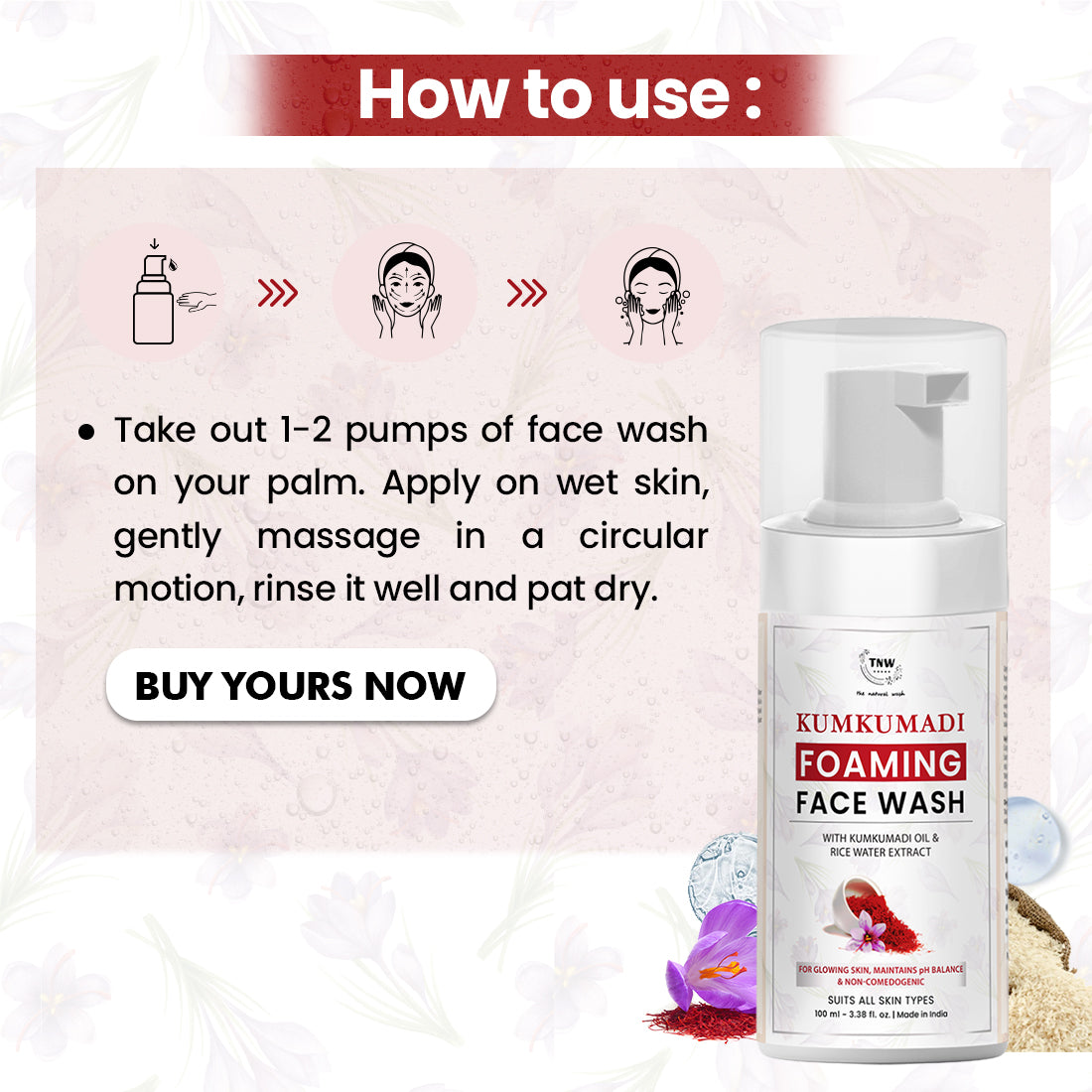 Kumkumadi Foaming Face Wash for Glowing Skin