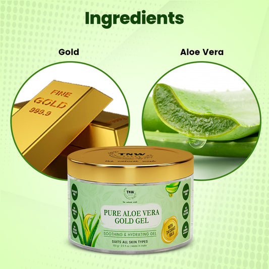 Pure Aloe Vera Gold Gel (With 90% Aloe Vera & 24 Carat Gold Leaves)