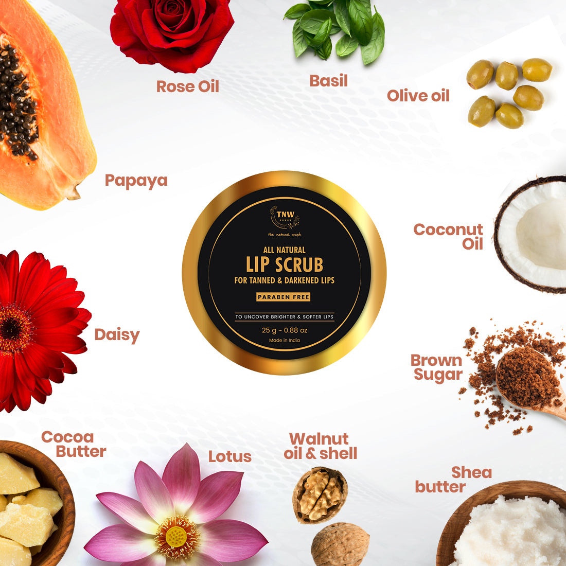 Ingredients of Lip Scrub - For Tanned & Darkened Lips (Paraben-free)