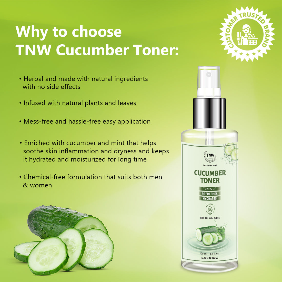 Why to choose TNW Cucumber Toner Cucumber Toner (Toner & Makeup Remover)