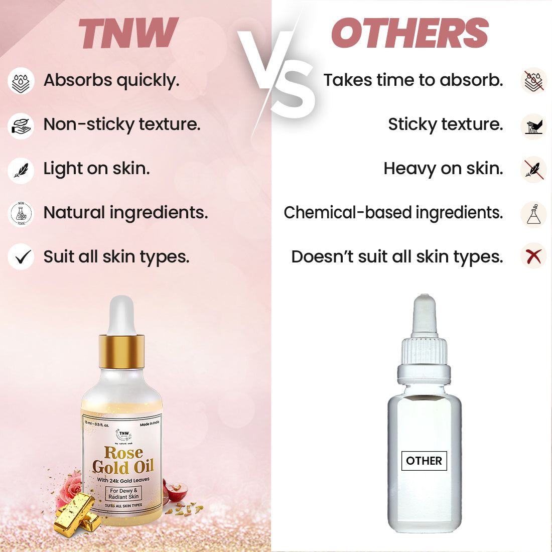 TNW Rose Gold Oil Vs Others