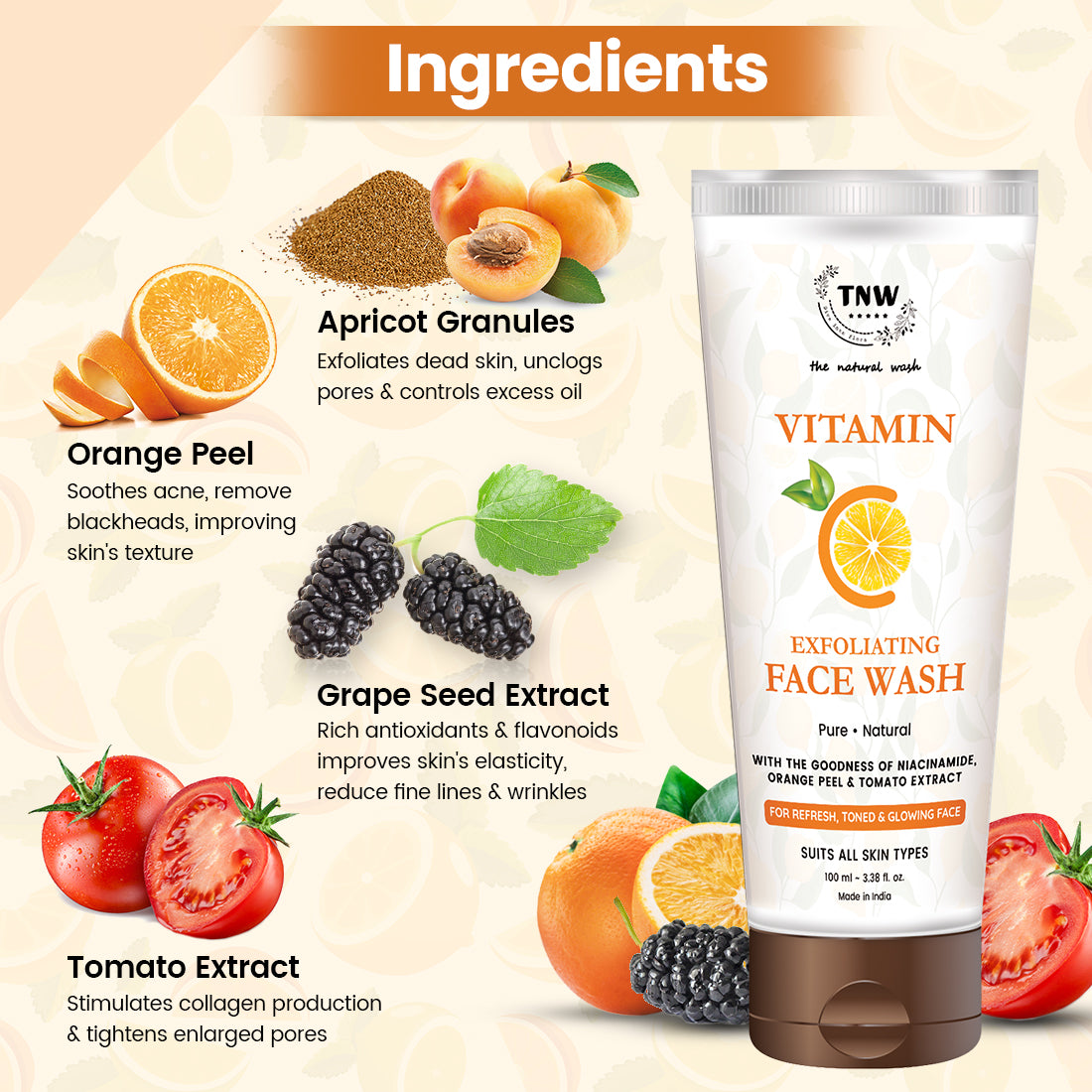 Ingredients of Vitamin C Exfoliating Facewash