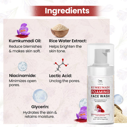 ingredients of Kumkumadi Foaming Face Wash for Glowing Skin