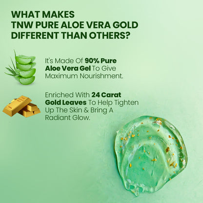 Pure Aloe Vera Gold Gel (With 90% Aloe Vera & 24 Carat Gold Leaves)